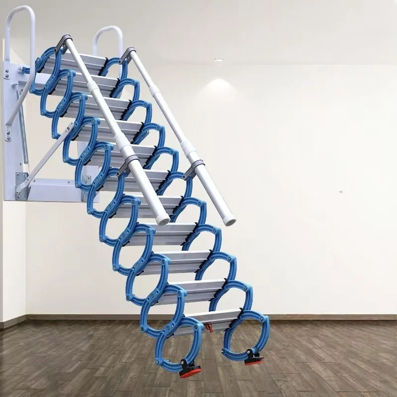 

Modern Design Premium Stairs Reinforced Thickened Cold Rolled Carbon Steel Telescopic Ladder Villa Apartment Kitchen Application