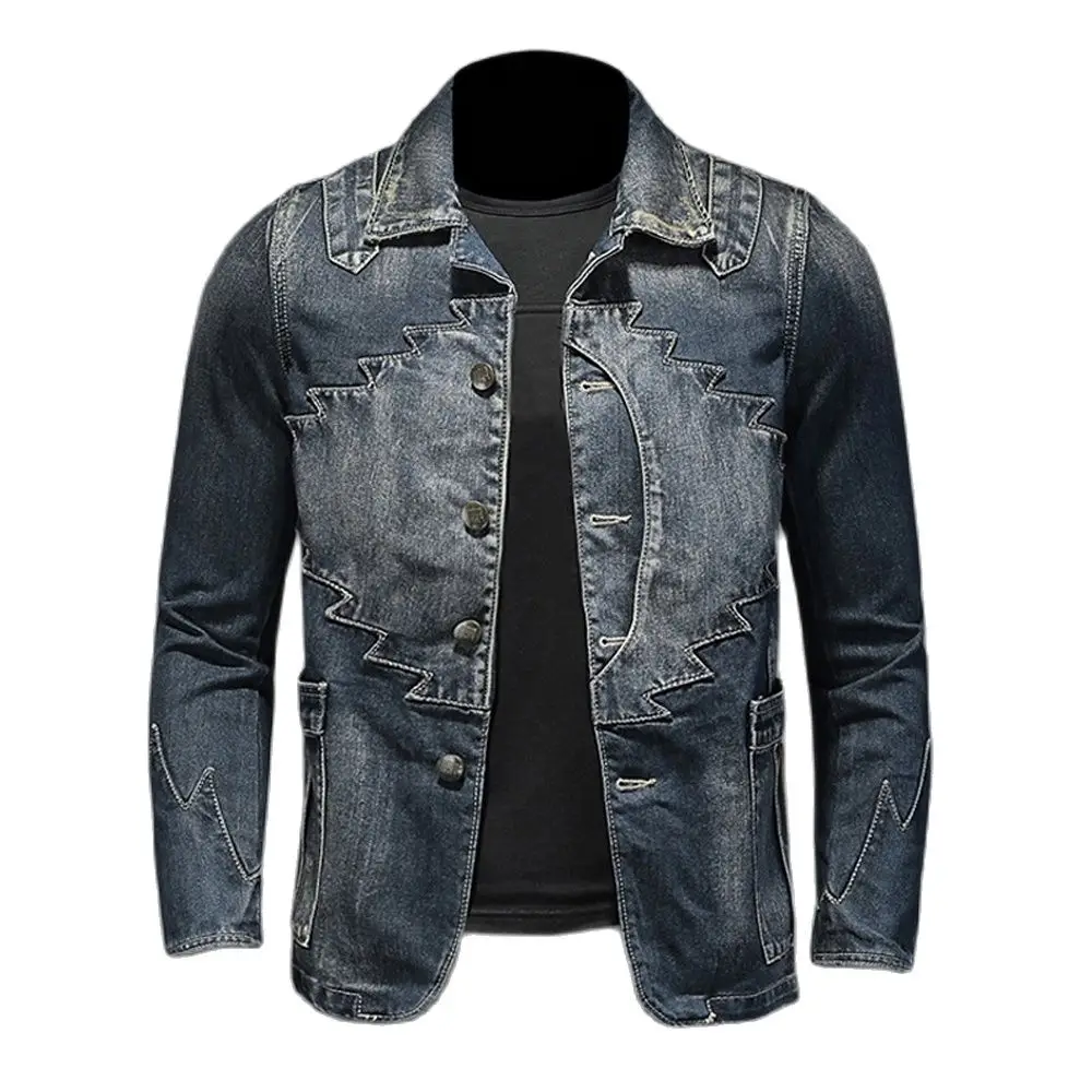 Ladiguard 2024 Spring New Fashion Denim Jackets Men Casual Slim Jean Denim Jacket Hommes Patchwork Coats Sexy Mens Clothing