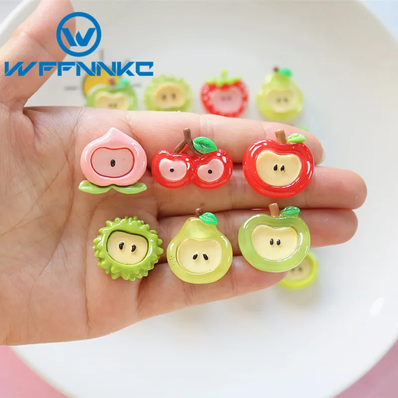 WFFNNKC 10/20Pcs Cute Glossy Transparent Fruit Resin Planar Decor Patch DIY Hairpin Clothing Accessories Phone Crafts Applique