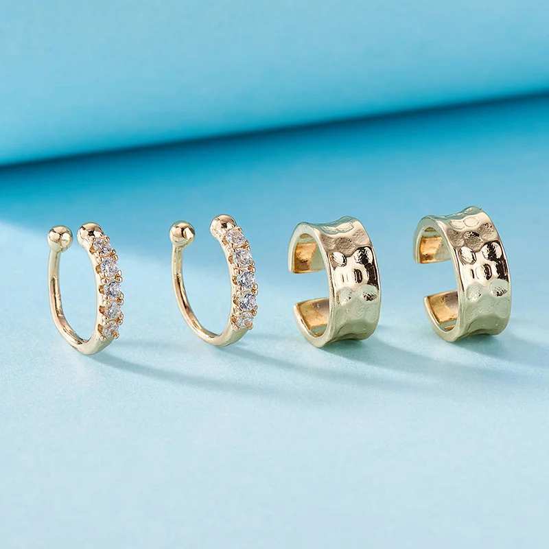1Set Luxury Ear Cuff Clip on Earrings for Women Girls No Pierced Crystal Geometric Earcuff Ear Wrap Clips Jewelry eh153