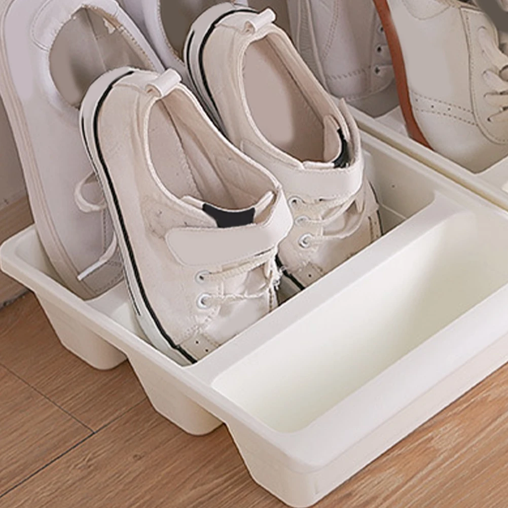 

2 Pcs Shoe Rack Storage ganizer Vertical Transparent Plastic Closet Tray Adjustable Simple Shoe Slots S Holder