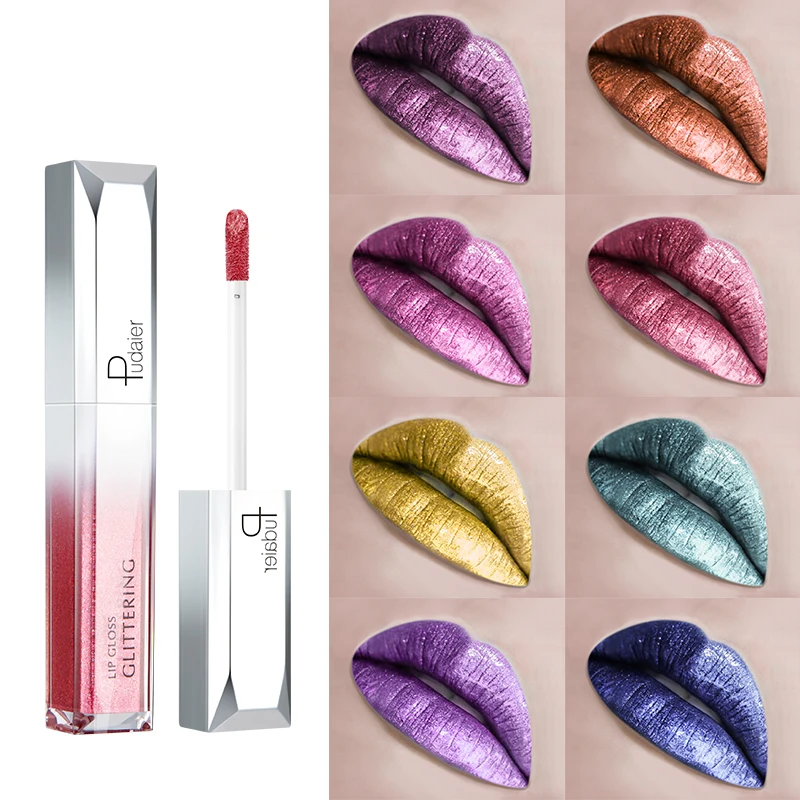 Long Lasting Pearlescent Lip Gloss, Glitter Lipgloss, Shimmer Lip Tint, Cosméticos para Maquiagem Diária