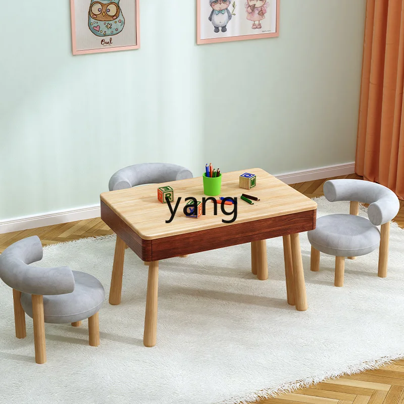 Study Table Elementary School Student Solid Wood Desk Table and Chair Suit Bedroom Study Table Children's Retractable T