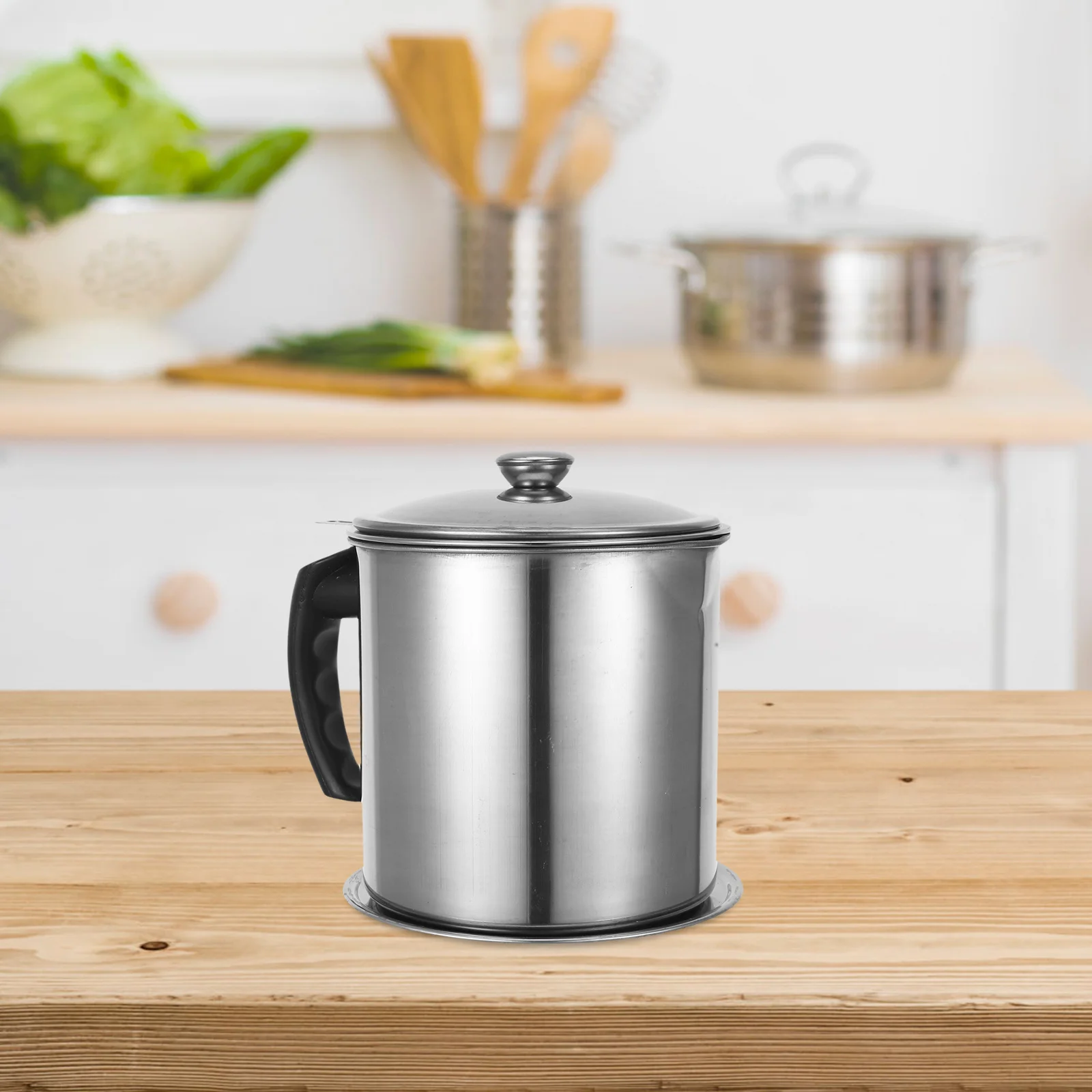 

1.8L Stainless Steel Oil Filter Pot Fine Mesh Strainer Cooking Oil Storage Container Bacon Grease Keeper Kitchen Tool
