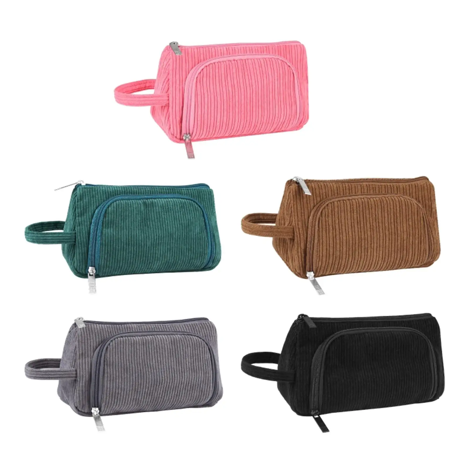 Corduroy Cosmetic Organizer Travel Toiletry Handbag for Outdoor Activity