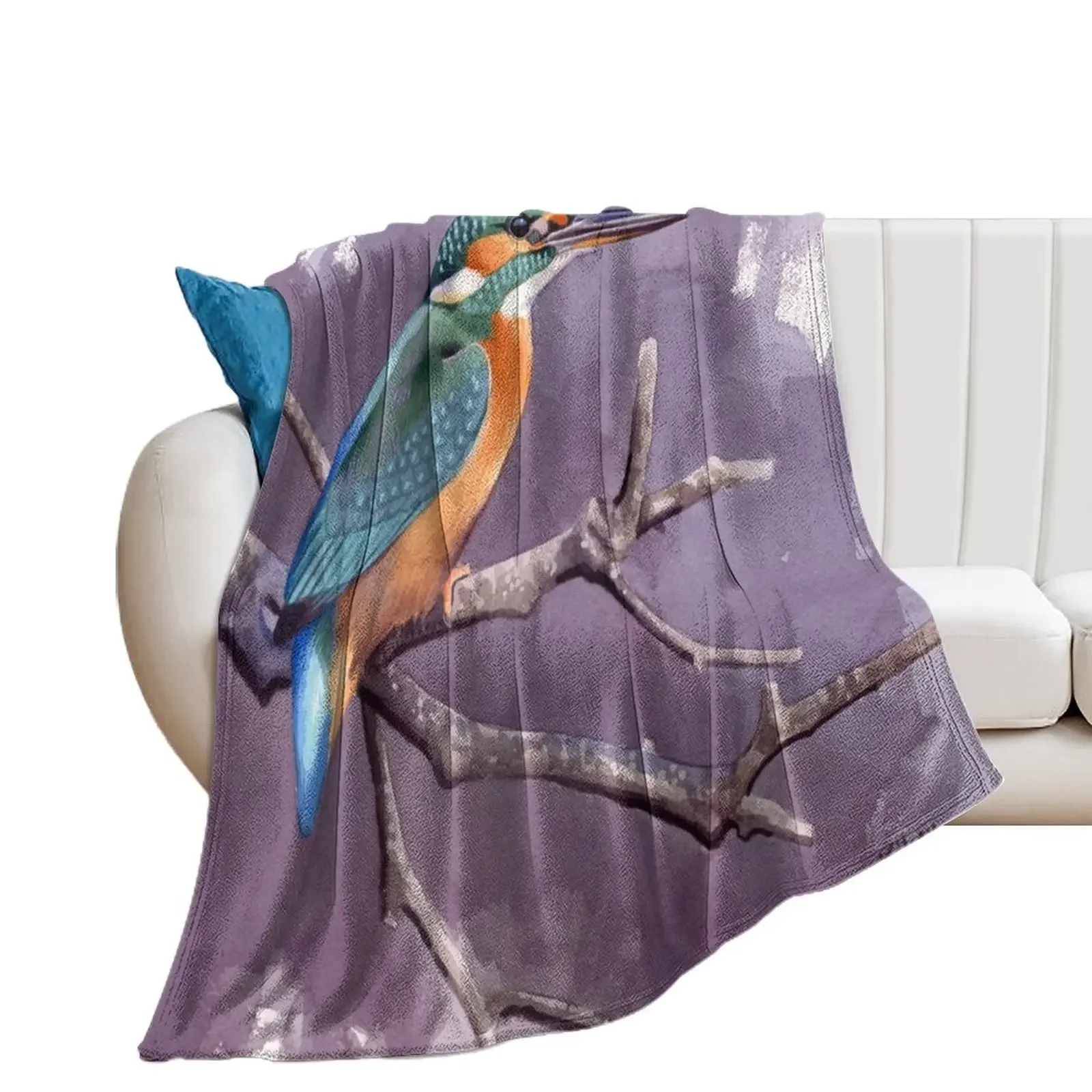 Common Kingfisher Throw Blanket Hairy Quilt For Decorative Sofa Blankets