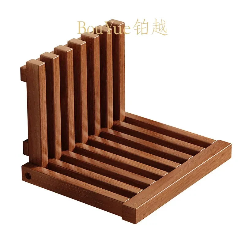 Solid Wood Folding Shoe Bench Wall Mounted Entryway Stool Space Saving Hidden Seat for Hallway Doorway Home Organization