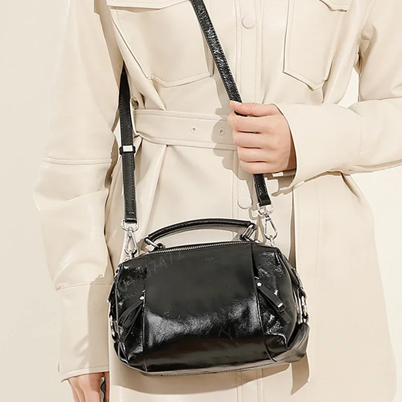 Yao Dong Burminsa-Sac à bandoulière en cuir de vachette véritable pour femme, sacs initiés par oreiller, sac à main de créateur de luxe, fourre-tout Boston pour femme, 2025