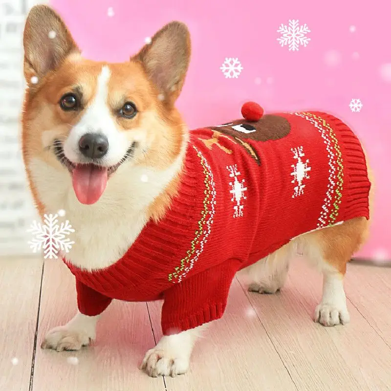 2023 Welsh Corgi Dog Clothes,Winter Dog Sweater,Christmas Pet Coat,Labrador,Golden Retriever,Medium & Large Dogs Xmas Clothing