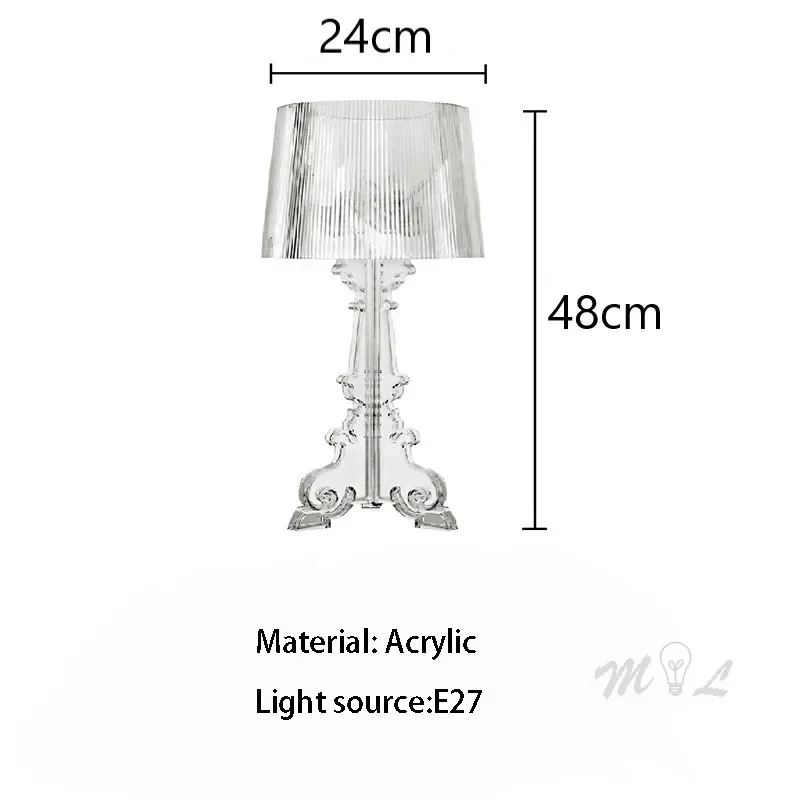 Lâmpadas de mesa acrílicas claras para sala de estar, ao lado da lâmpada, Home Deco, mesa, todo o abajur acrílico corpo, quarto lâmpada decoração LED