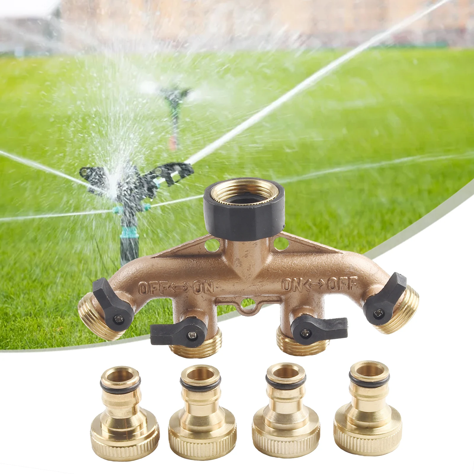 

Hose End Connector Splitter Connector 1set 3/4 Inch 4-way Brass Connections Distributor Hose Splitter High Quality