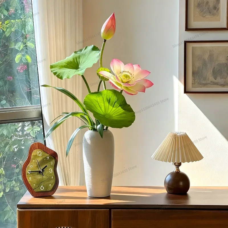 For finished bouquet lotus flower simulation flower high sense realistic tea room dining table ornament fake flower decoration