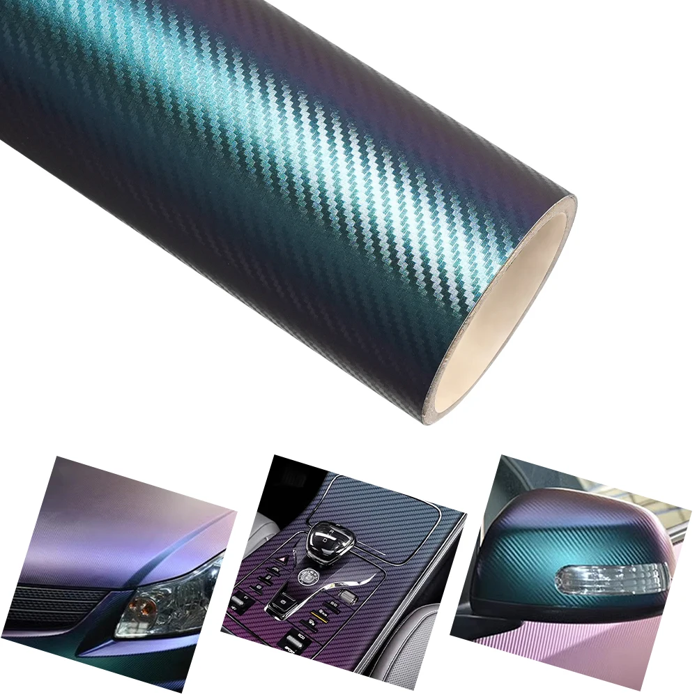 

Car Vinyl Film Gradient Purple to Green Carbon Fiber Film Car Wrap Decal Self Adhesive Motorcycle Auto Body Decoration Sticker