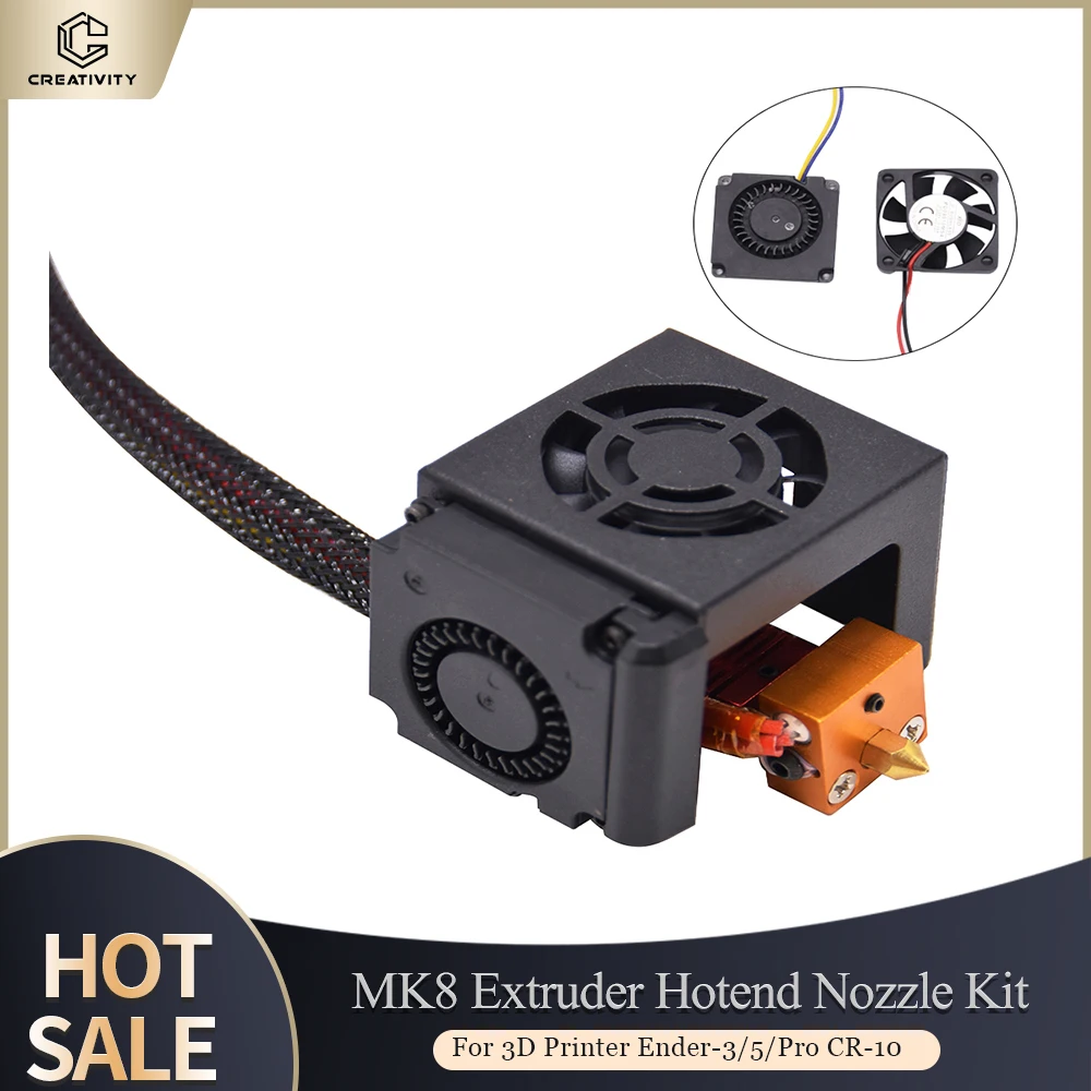 

Creativity CR10 Full Assemble MK8 Extruder Hotend Nozzle Kit with Double Cooling Fan 12V/24V For 3D Printer Ender-3/5/Pro CR-10