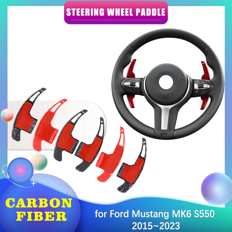 

Car Steering Wheel Paddle for Ford Mustang MK6 S550 2015~2023 2016 2017 Carbon Fiber Shifter Gear Shift Extension Accessories