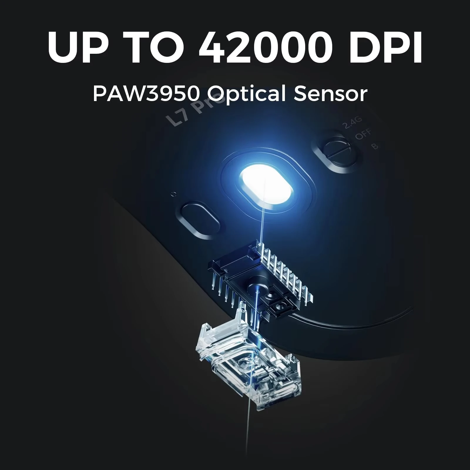 MCHOSE L7 Pro Mouse Gaming Nirkabel PAW3395 Sensor 26K Ganda 8K Polling 39G Ultra-ringan 2.4GHz /BT/Kabel USB LED Kanan