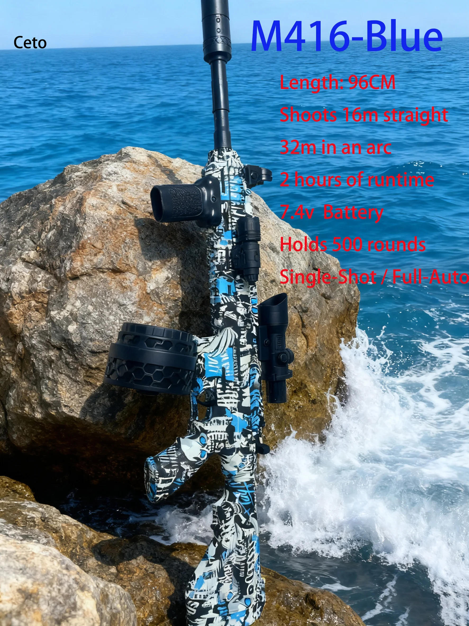 진동 피드백 기능이 있는 M416 자동 젤 블라스터, 400 FPS 전동 젤 볼 블라스터 라이플, 성인 및 청소년을 위한 사실적인 반동 EBB