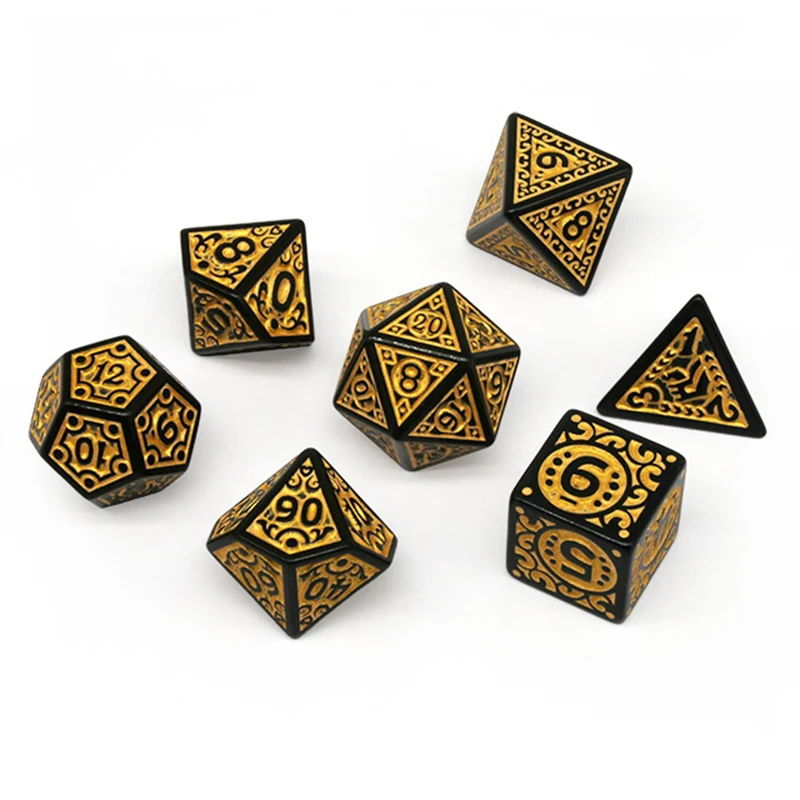 DND 조각 패턴 주사위 7Pcs RPG 다면체 주사위 선물 엔터테인먼트 액세서리로 보드 게임에 대 한 설정