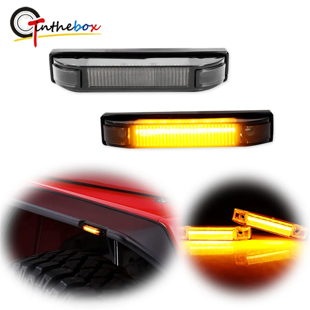 Gtinthebox Amber / White LED Side Marker Turn Signal Lights For Jeep Wrangler TJ JK & JL Bushwacker Flat-style 10918-07 10919-07