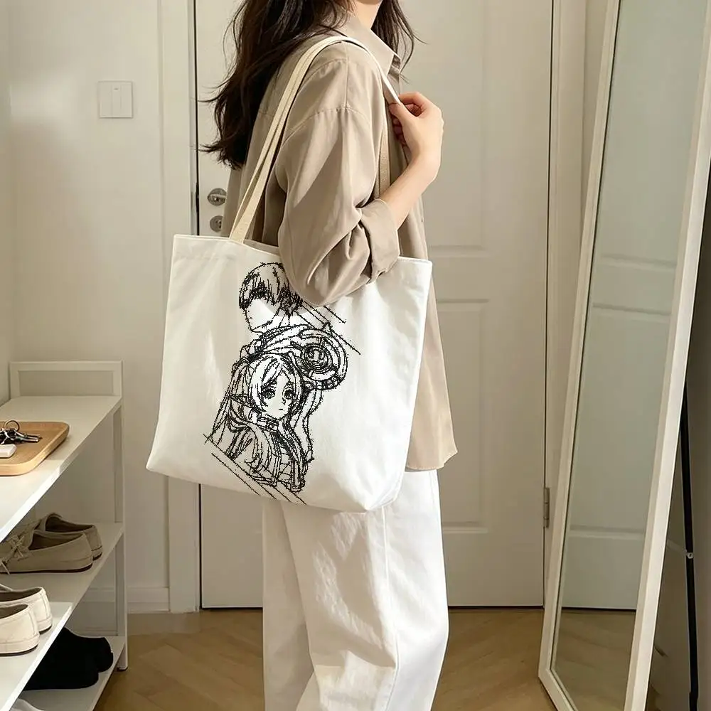 Anime Frieren B-Beyond J-Journeys End Canvas Tote Bag Spacious Shoulder Bag with Zipper Closure and Classic for Work