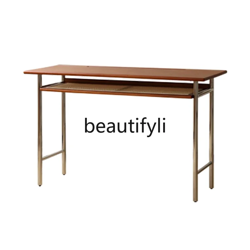 

A15 Solid wood extremely narrow desk retro home office computer desk Nordic small apartment student writing desk
