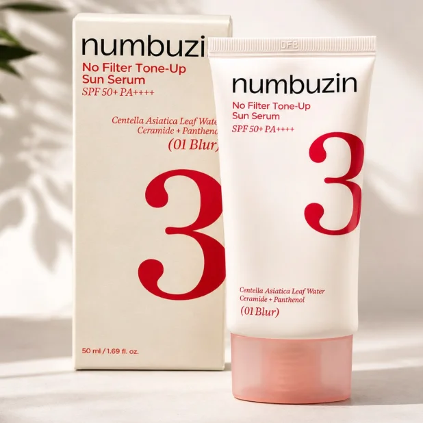 Numbuzin No.3 No Filter Tone-Up Sun Serum SPF50+ PA++++ 50ml Centella Asiatica 01 Blur Sunscreen Sun UV Protection Korean Serum