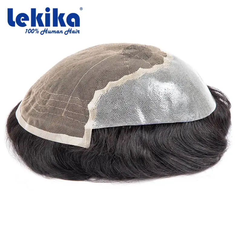 Q6 Male Hair Lace & PU Wigs for Men Replacement Exhuast Systems Natural Human Hair Toupee Men Lace Front Male Wig Free Shipping