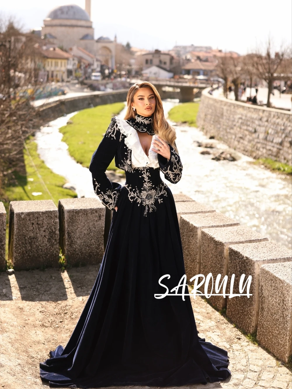

2026 Elegant Flare Sleeves A Line Evening Dress Vintage Traditional Formal Beaded Customized Prom Gown Wedding Party Women Wear