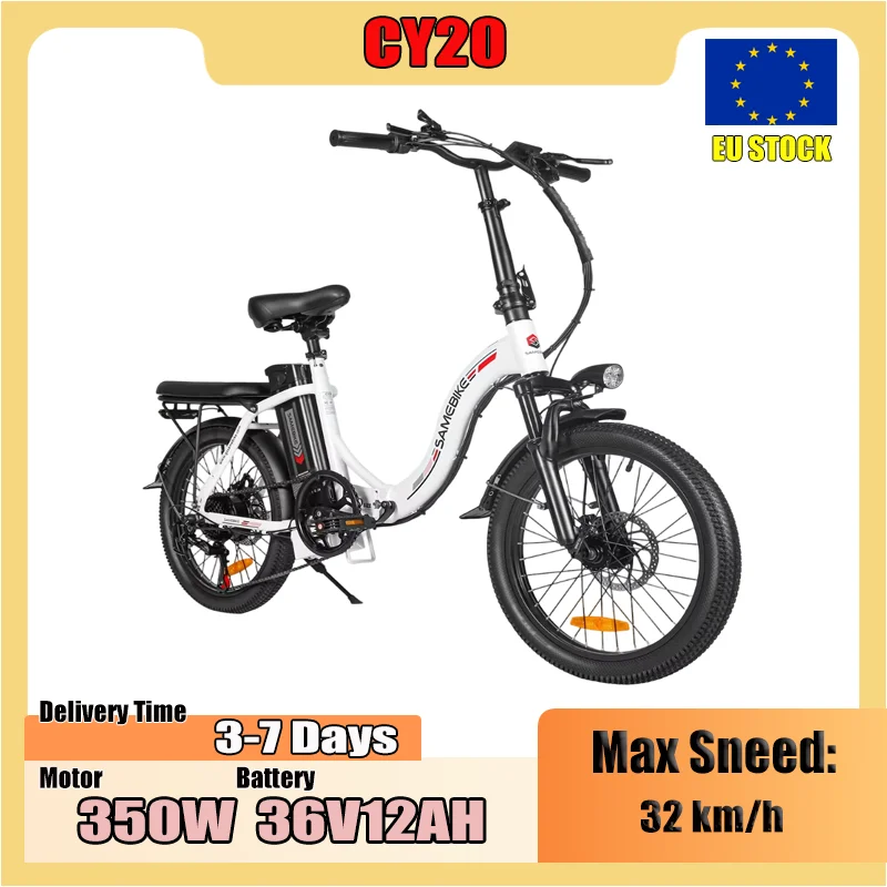 SAMEBIKE CY20 E-Bike 350W Motor 36V12AH Akku Doppelfederung Faltbares Elektrofahrrad 20-Zoll-Reifen Pendler-Elektrofahrrad