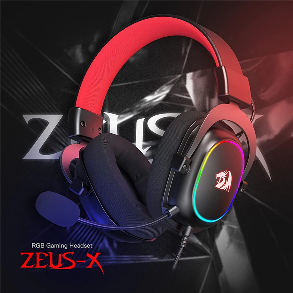 Imagem -02 - Zeus x Wired Gaming Headconjunto Rgb Iluminação Traseira Som Surround 7.1 Fone de Ouvido com Microfone Funciona para pc Ps4 Redragon-h510