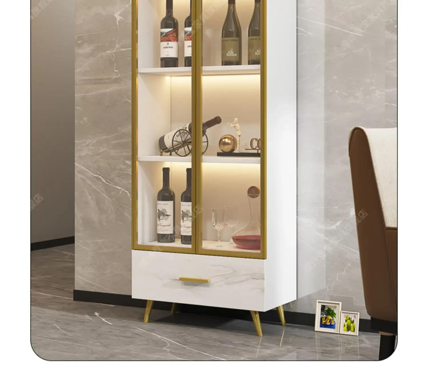 Glass Wine Cabinet Dining Side Luxury Living Room Modern Simple High Bar Cabinet Display Kitchen Meuble Vin Bar Furniture