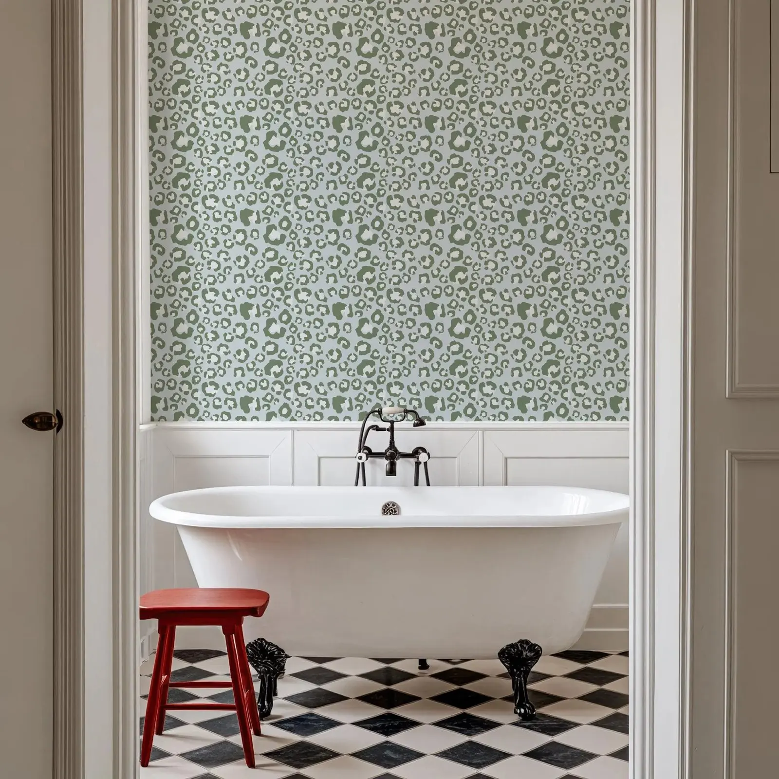 

Зеленые современные самоклеящиеся или традиционные обои с леопардовым принтом, обои с леопардовым принтом или рулон настенной росписи без наклеивания