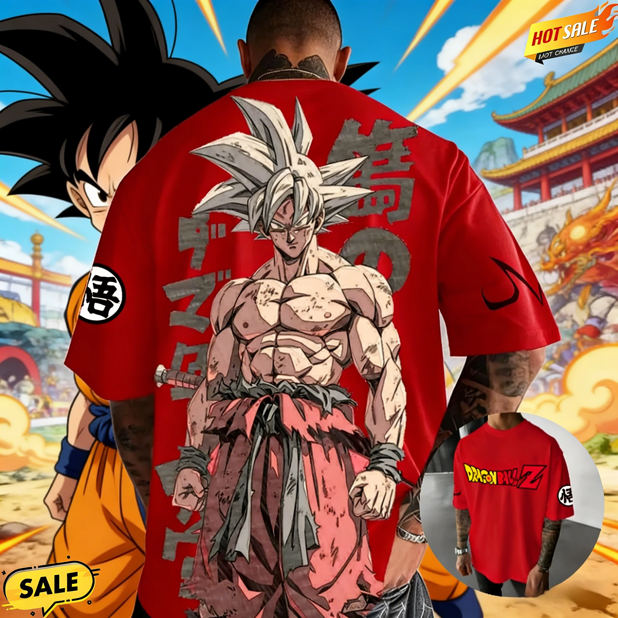 2026 Sommer Dragon Ball Serie Retro Reine Baumwolle Herren T-Shirt Wukong Bedruckt Übergroßes Freizeithemd Unisex Eltern-Kind-Set