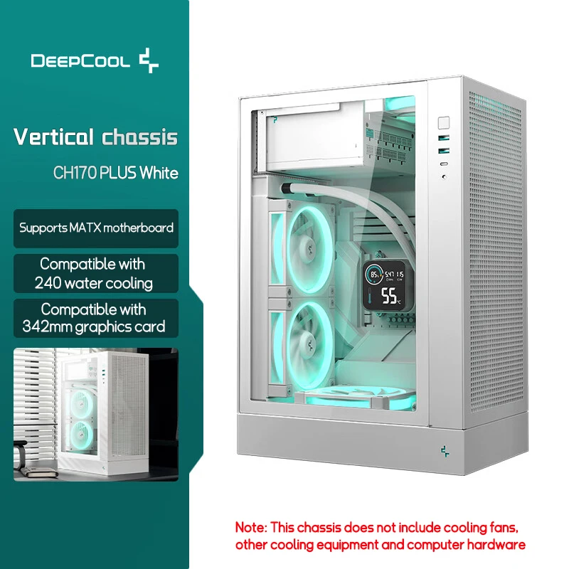 DEEPCOOL CH170 PLUS MATX Vertical Chassis White Computer Chassis