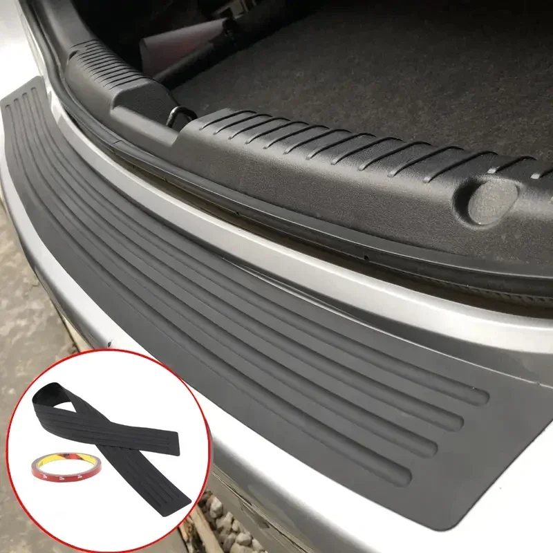 Car Trunk Rear Paint Protector Guard Plate Rubber Car Rear Bumper Trim Anti-Scratch Protection Sticker Strip Black Accessories