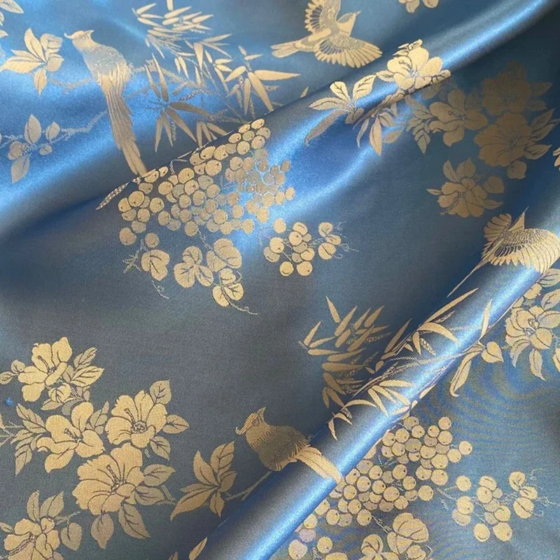 114CM Wide 23MM Jacquard Silk Viscose Satin Fabric for Summer one-piece dress Shirt Clothes X030