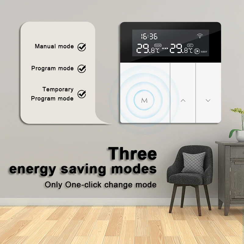 Tuya – Thermostat intelligent Wifi, contrôle par application, régulateur de température, chauffage électrique au sol, 3a, raccordement de chaudière