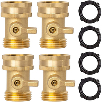 Brass Garden Hose Shut Off Valve, Heavy Duty 3/4 Inch Solid Brass Garden Hose Shut Off Valve with 4 Extra Rubber Washers