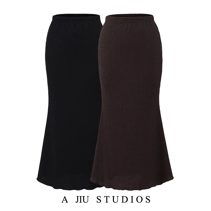 تنورة نسائية عالية الخصر ذات ذيل رفيع وقصة ضيقة ومطاطة كاجوال للشارع بلون نقي ومتعددة الاستخدامات تنورة للجسم للسيدات #1