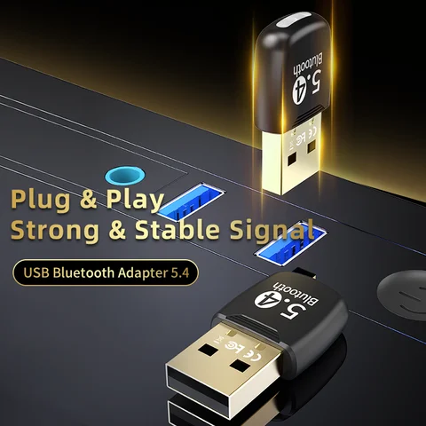 WANJEED USB Bluetooth Adapter for Pc Usb Bluetooth 5.4 5.3 Driver-Free Dongle Receiver for Speaker Mouse Keyboard