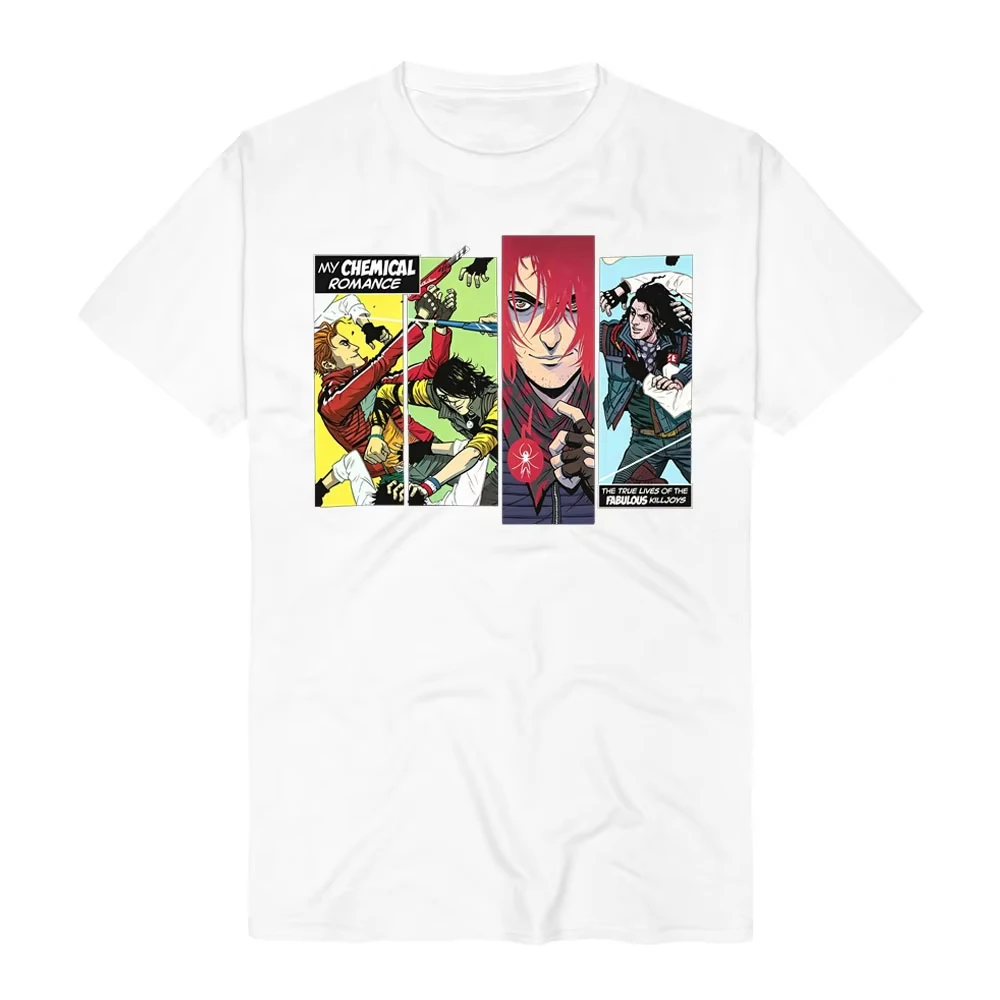 Summer Hot Sale My Chemical Romance Band American Rock Musical Adaptation Style Cartoon Print O-neck T Shirt Unisex Vintage Top