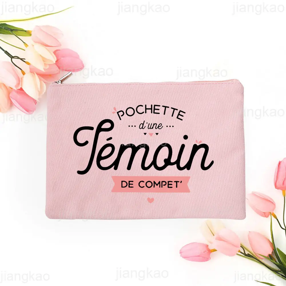 French Printed Women Cosmetic Bag Bridesmaid MakeUp Case Beauty Toiletries Organizer Wash Storage Pouches Wedding Witness Gifts