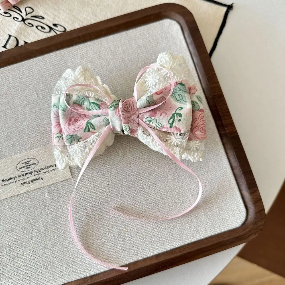 

Women Embroidery Bows Spring Clip Fashion Spring Summer Lace Big Bows Hairclip Women Barrettes Hair Accessories