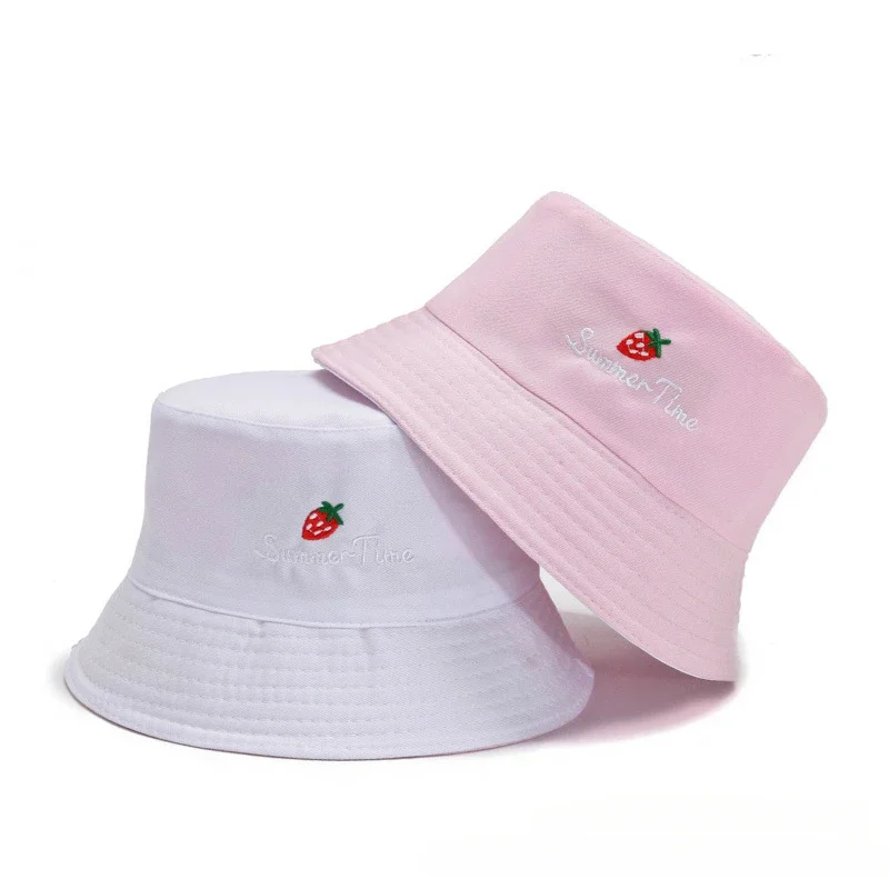 Women\'s Double-sided Flower Embroidered Fisherman Hat Wholesale Double Sided with Basin Cap Seasonal Sun Hat Bucket Hat