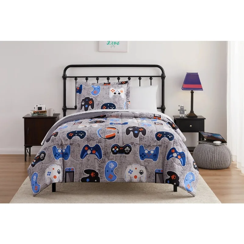 Glow-in-the-Dark Gamer Bed-in-a-Bag Coordinating Bedding Set, Twin