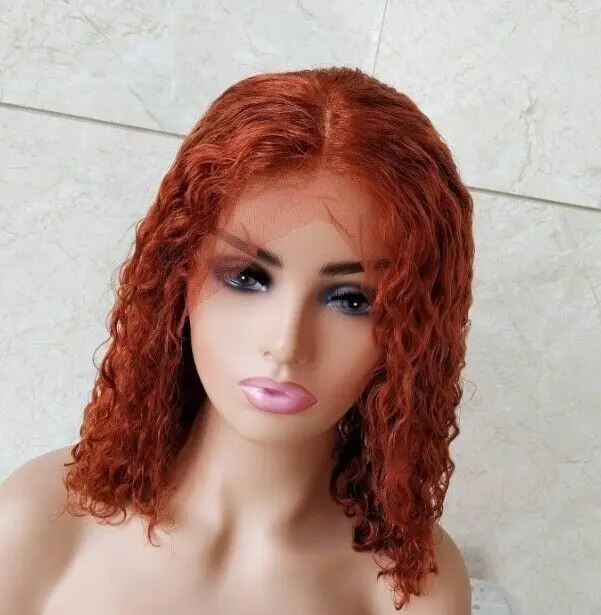 

Thornes copper red curly ombre lace front Europeandeep wave Wig