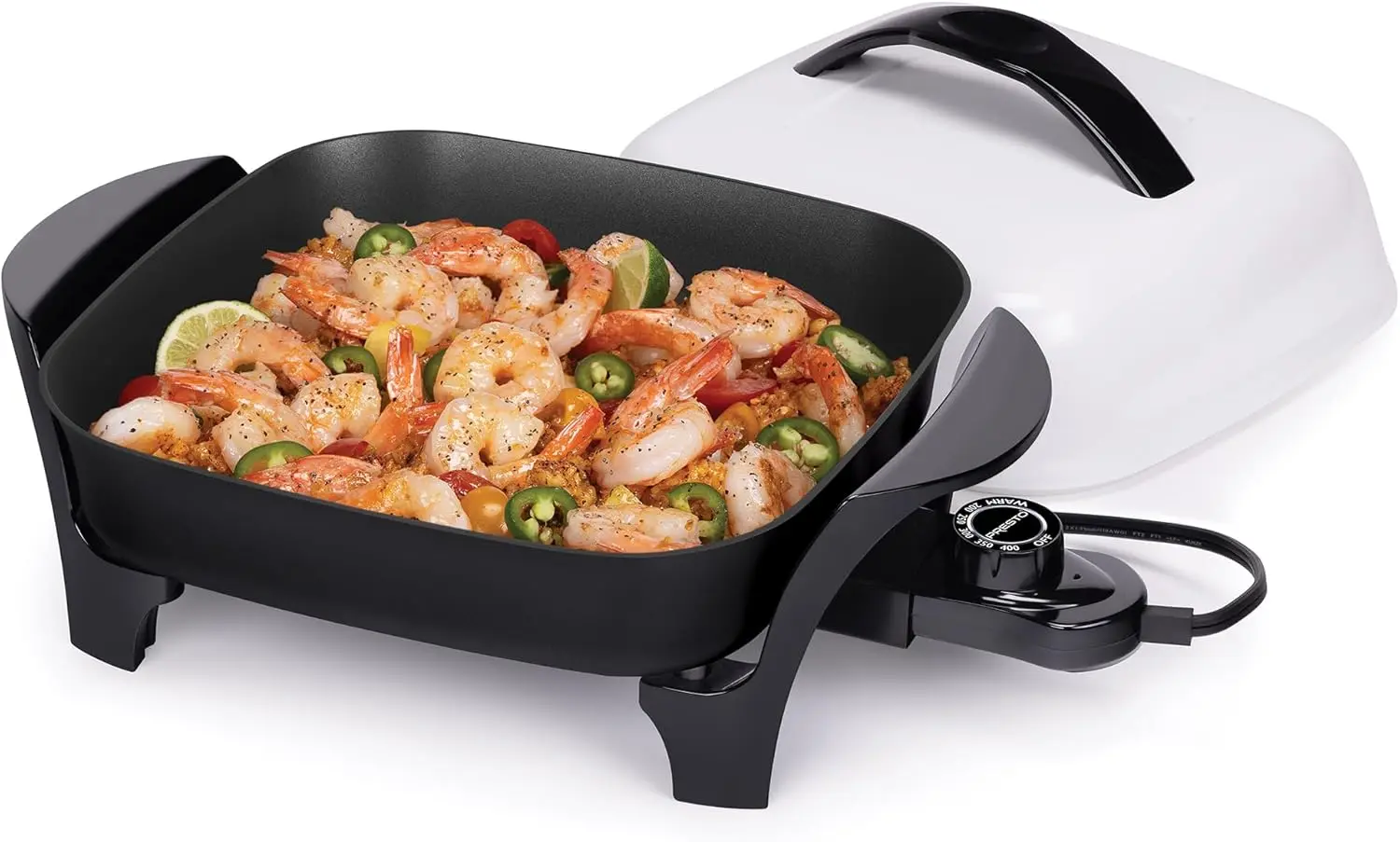 

06620 11-Inch Electric Skillet,Black/White