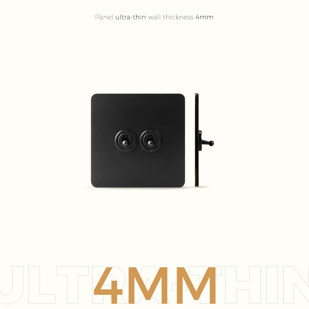 Avoir Coin Retro Matte Black Stainless Steel Panel Toggle Switch UK Electrical Sockets And Switches Light Switch Dimmer For Home