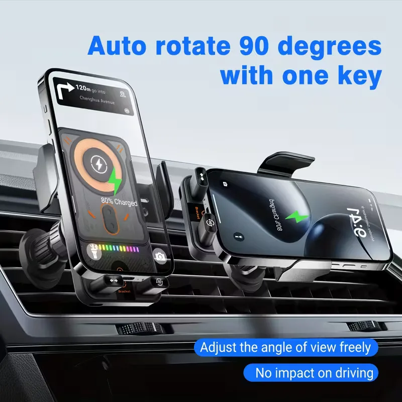 

Auto Clamping Wireless Car Charger Super Fast Charging Air Vent Phone Holder Cyberpunk For iphone Xiaomi Oppo Vivo Huawei etc
