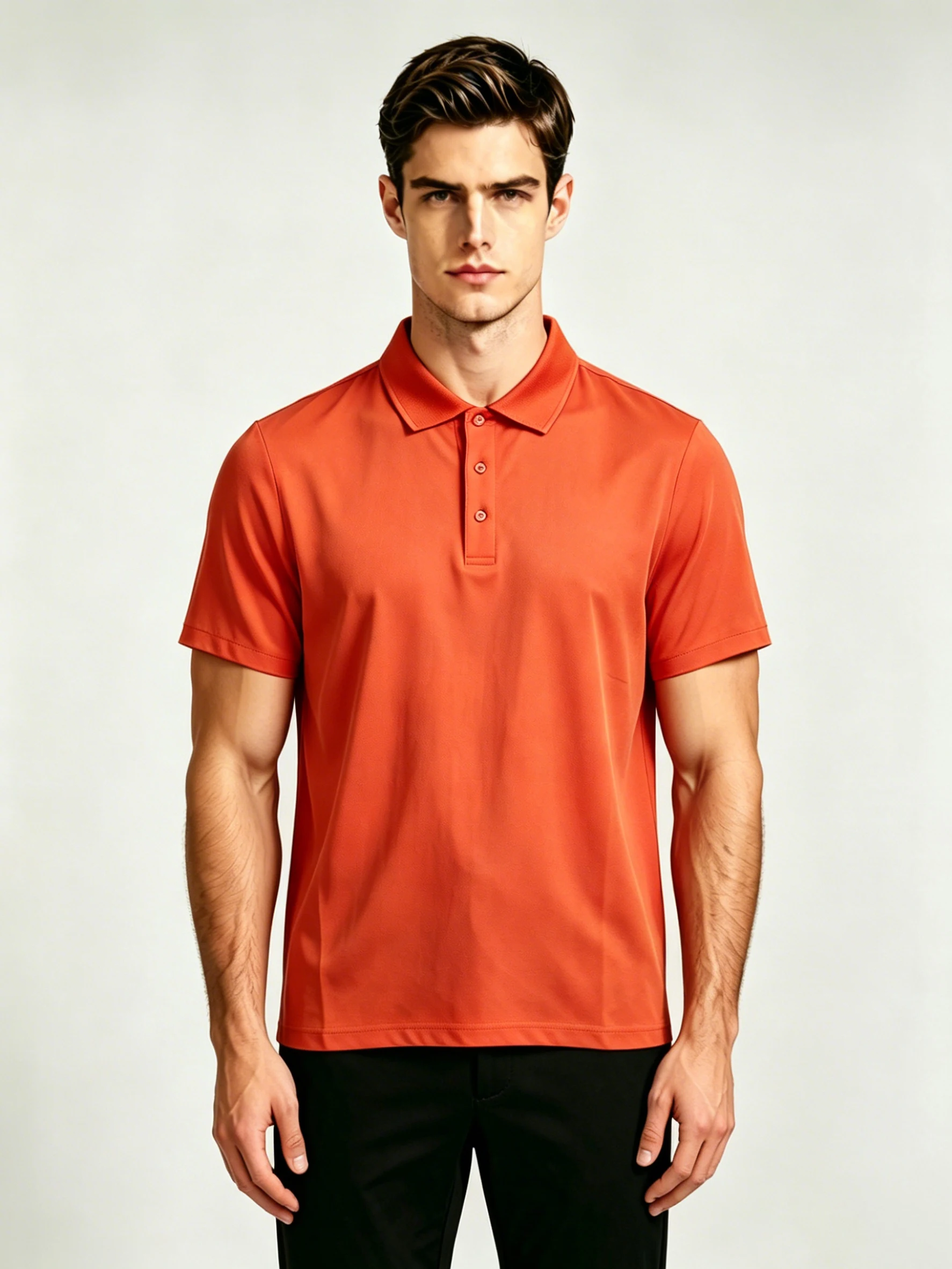 Men's breathable business casual polo shirt, fashionable and lightweight short sleeved solid color classic version, can be pulle